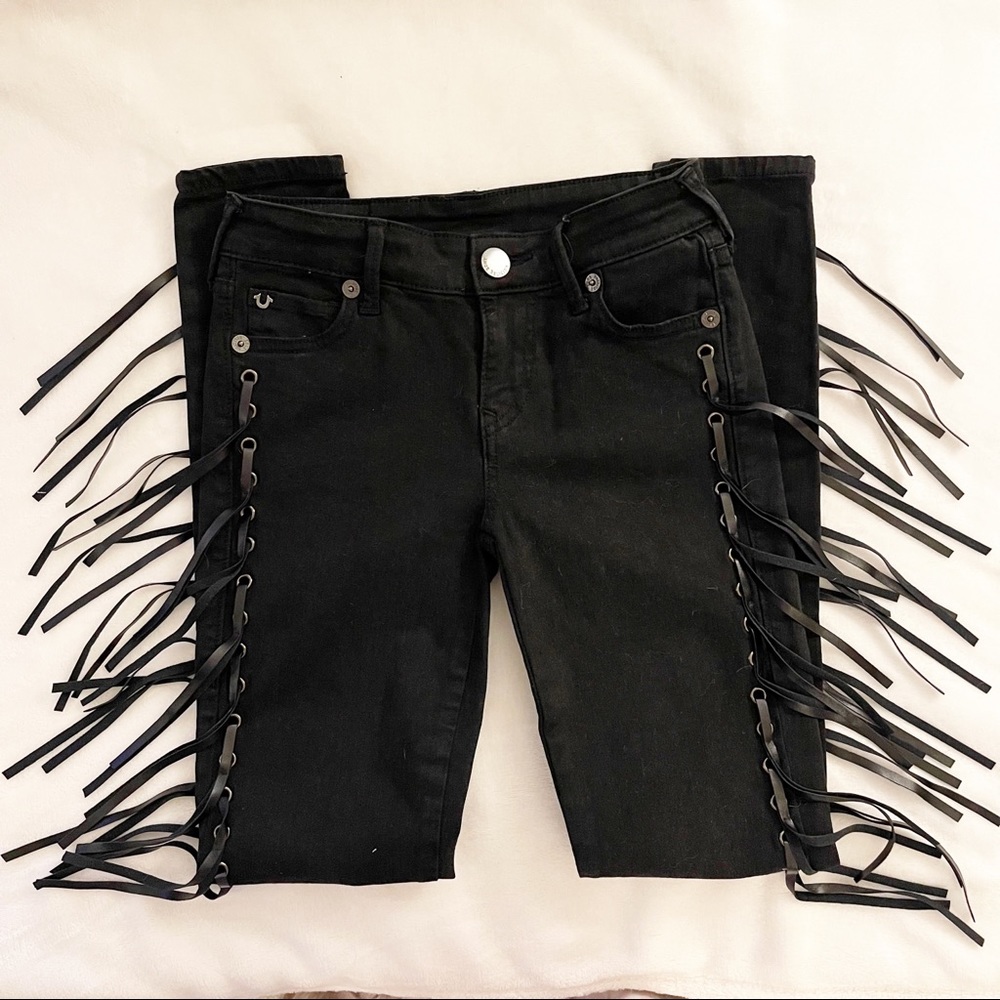 TR HALLE MID RISE SUPER SKINNY FRINGE jeans